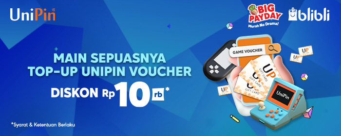 Top up UniPin Voucher di Blibli diskon Rp 10rb